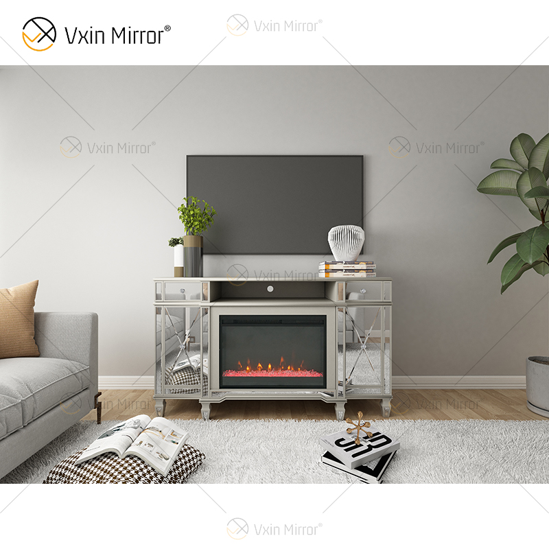 Kellington Spiegelkamin Medienkonsole Elektrischer Kamin Spiegelkamin TV-Ständer Schrank WXF-413