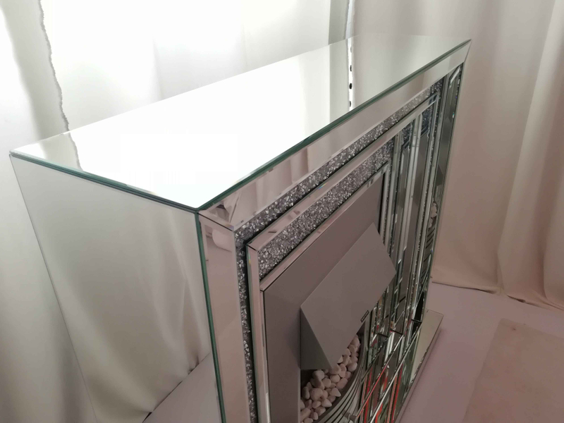 Modern Home Decor Wohnzimmer Spiegel Kamin Sparkle Diamond Crush Spiegelmöbel Elektrokamin WXWF-044