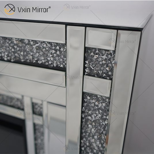 Diamond Luxury Popular Crush Sparkle Crystal Double Band Mirrored WXWF-1109 Kaminumrandung mit elektrischem Spiegelkamin
