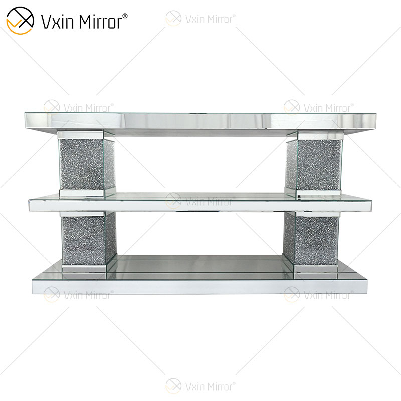 Luxusmöbel Diamond Silver Mirrored Glass Rectangle Couchtisch