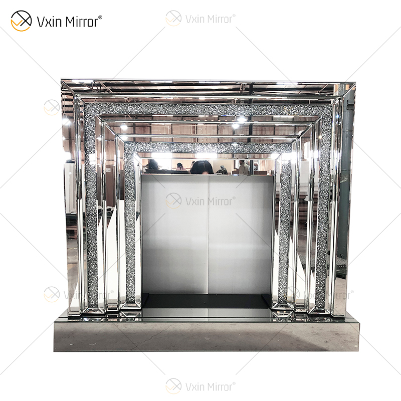 WXWF-1093 Floating Sparkle Crystal Diamonds Mirror Kamin mit Einsätzen in Hot Sell Customized