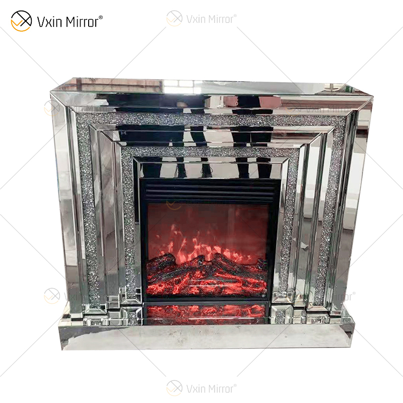 WXWF-1093 Floating Sparkle Crystal Diamonds Mirror Kamin mit Einsätzen in Hot Sell Customized