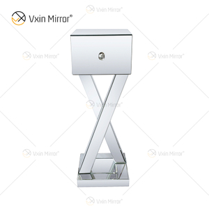 Beistelltisch Decor WXF-980 Moderner silberner verspiegelter Beistelltisch mit Kristall und Schublade
