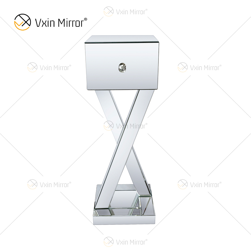 Beistelltisch Decor WXF-980 Moderner silberner verspiegelter Beistelltisch mit Kristall und Schublade