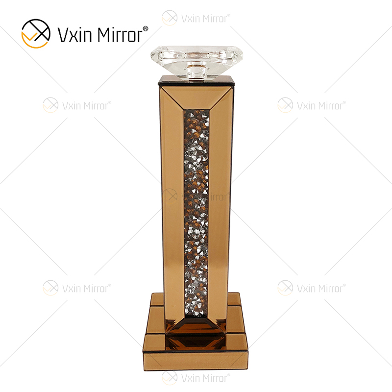 Kundengerechter Name Moderner eleganter WXP-002 Silber Crushed Diamond Mirrorr Kerzenhalter