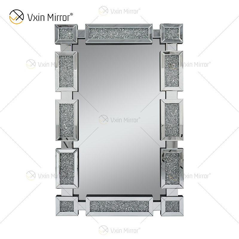 Rechteck Neues Design Vxin WXM-1149 Wanddekor Silber Crushed Diamond Wandbehang Spiegel Wandspiegel