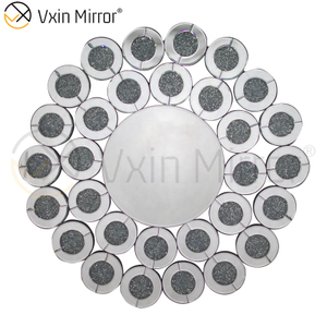 Wanddekoration Silber WXM-1014 Crushed Diamond Glass Wall Hanging Mirror