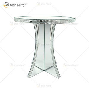 Luxus-Flur Crushed Diamond Crystal Spiegelschrank rund Silber verspiegelt Nachttisch Sofas Couchtisch Möbel WXF-145