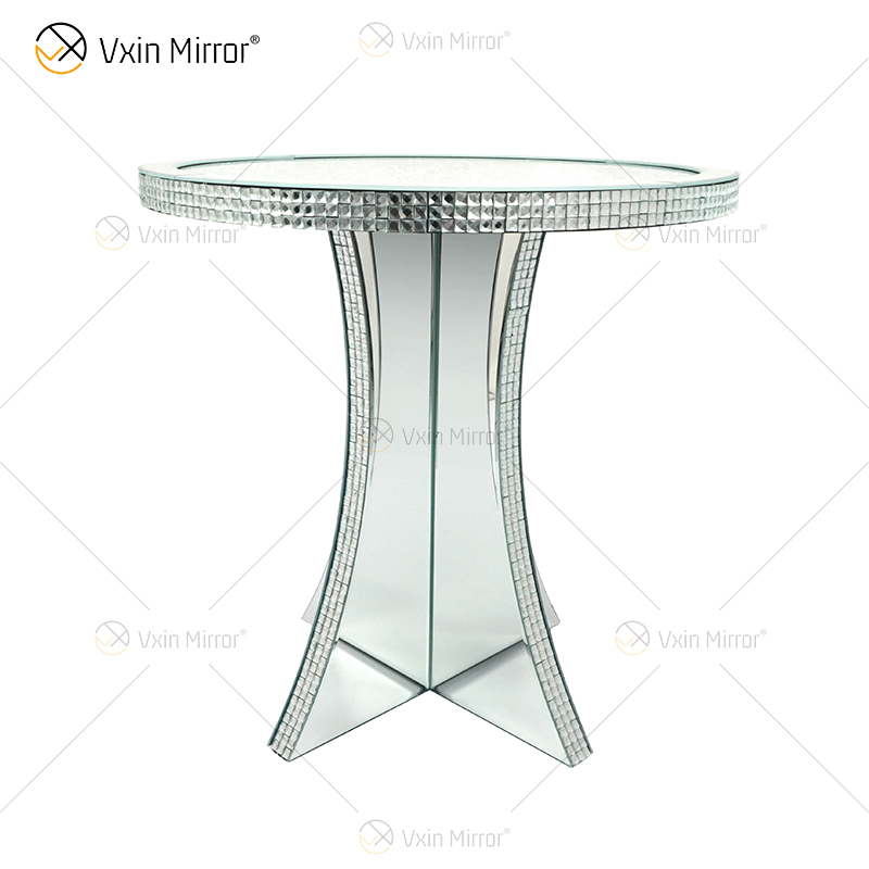 Luxus-Flur Crushed Diamond Crystal Spiegelschrank rund Silber verspiegelt Nachttisch Sofas Couchtisch Möbel WXF-145
