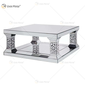 Acryl Anzug Top Qualität Silber Große Kristall Wandspiegel Beistelltisch Couchtisch Wohnzimmer Kristall Sets
