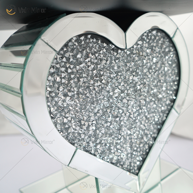 Heart Decor Beistelltisch WXF-508-1 Silber Crushed Diamond verspiegelt Nachttisch Wohnmöbel