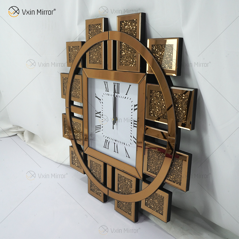 Gespiegelte Uhr WXMC-082 Crushed Diamond Brown Luxuriöse runde Uhr
