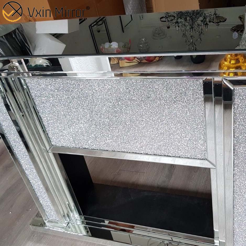 Vxin Mirror WXWF-1105 Eleganter LED-Spiegelkamin aus Crushed Crystal Diamond