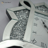 Testpaket Neues Design WXC-083 Moderne verspiegelte 3D-Wanduhr mit silbernen Crushed Diamonds