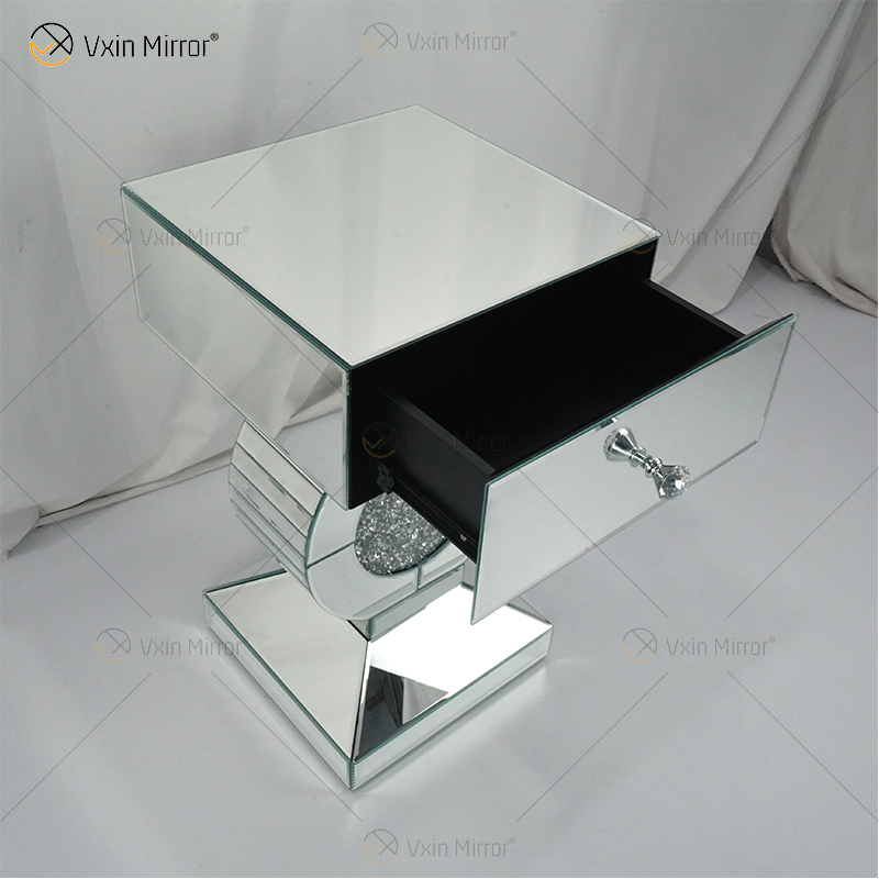 Factory Supply Vxin Beistelltisch WXF-157 Silver Crushed Diamond Mirror Beistelltisch mit Schublade