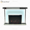 Neues Design WXMF-096 LED-Wohnzimmer-Spiegelkamin aus silberfarbenem Milchglas mit Inneneinsatz