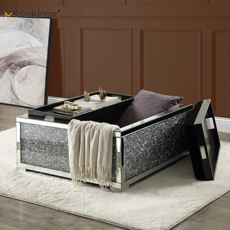 Moderner verspiegelter Couchtisch WXF-601 Sparkly Beistelltisch für Wohnzimmer Set mit Sofa für Set