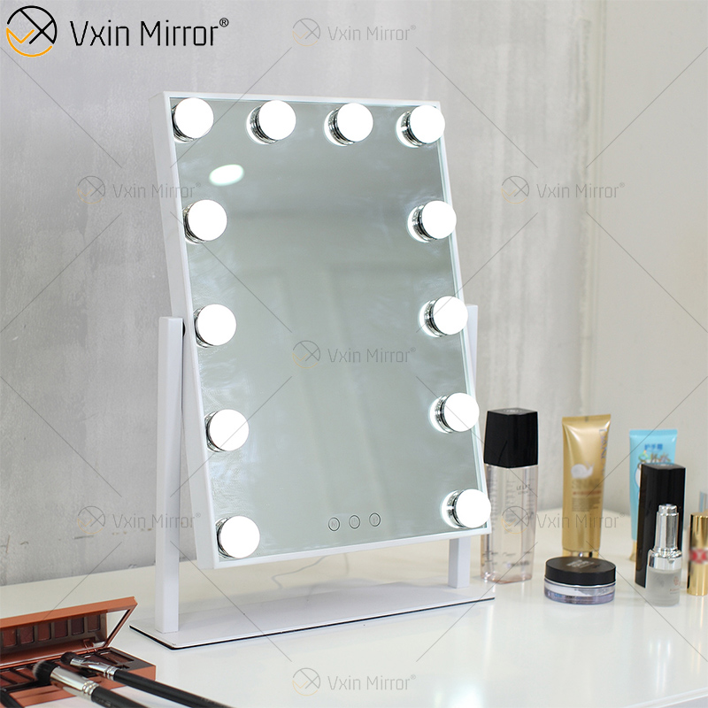 Ovaler dekorativer WXDL-123 Tischplatten-Kosmetikspiegel Hollywood-Schminkspiegel mit LED-Licht für Schlafzimmer