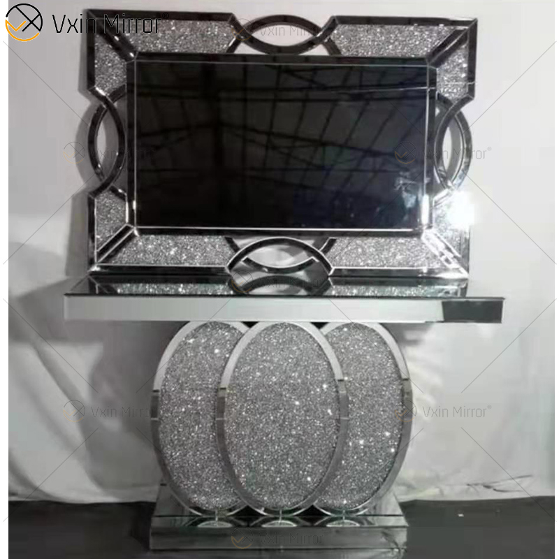 Vxin Spiegelmöbel Moderner Crushed Diamond Spiegel Konsolentisch Tischmöbel