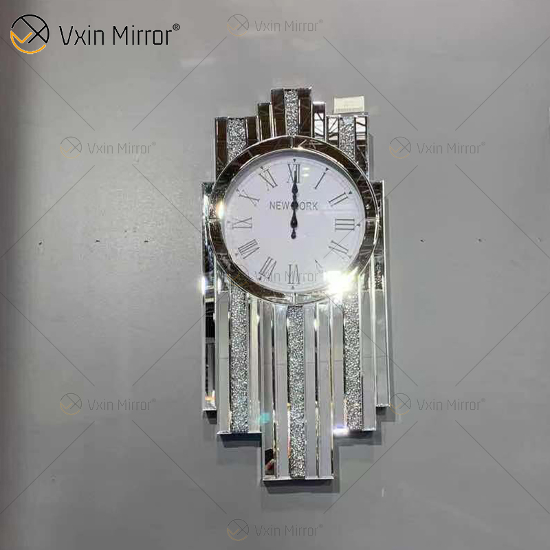 Fabrikneues Design WXMC- Crystal Silver Mirror Rectangle Tischuhr