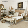 Vxin Antique Furniture WXWF-1088 Kingsize-Bett Grace Golden Frame Mirrored Super Bed
