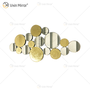 Heißer Verkauf WXM-1961 Golden Leaf 3D Luxus Wandspiegel Antiker Wandspiegel