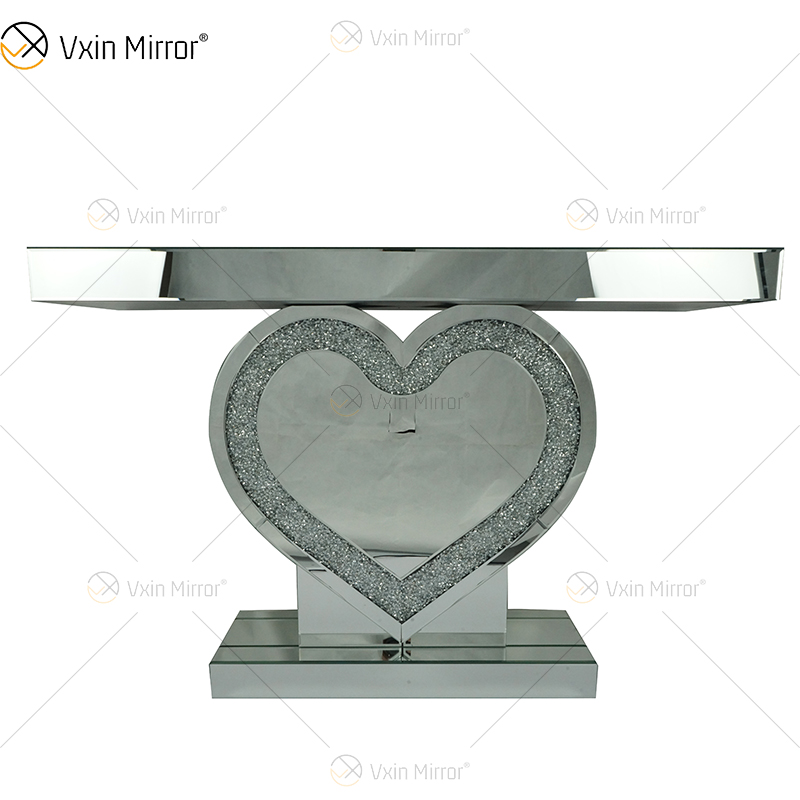 Vxin Mirror Factory Supply Silberner Kristallherz-Design-Konsolentisch mit Spiegelflur für Wohnzimmermöbel