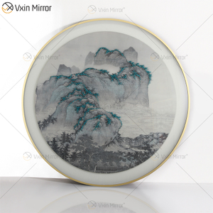 Antiker Stil Vxin WXPP-86 Simplicity Trees Paint Framed Mirror Wall Art Feather Hanging Picture for Living Room Set for Sale