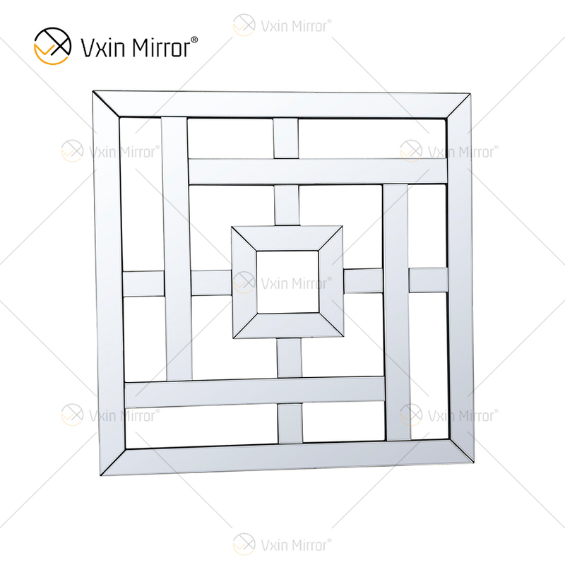 Quadratischer verspiegelter dekorativer Wandspiegel mit abgeschrägter Kante Moderne modische Wandspiegel WXM-1096