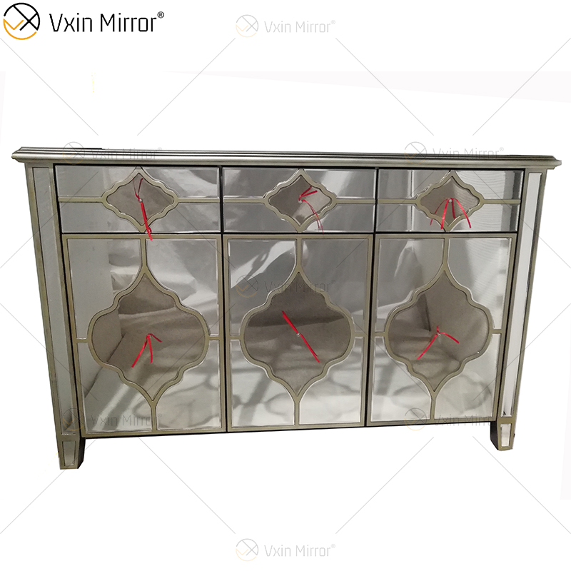 Top-Design-Sideboard WXF-676 Luxus-Anti-Gold-Verspiegelter Schrank mit Muti-Schubladen