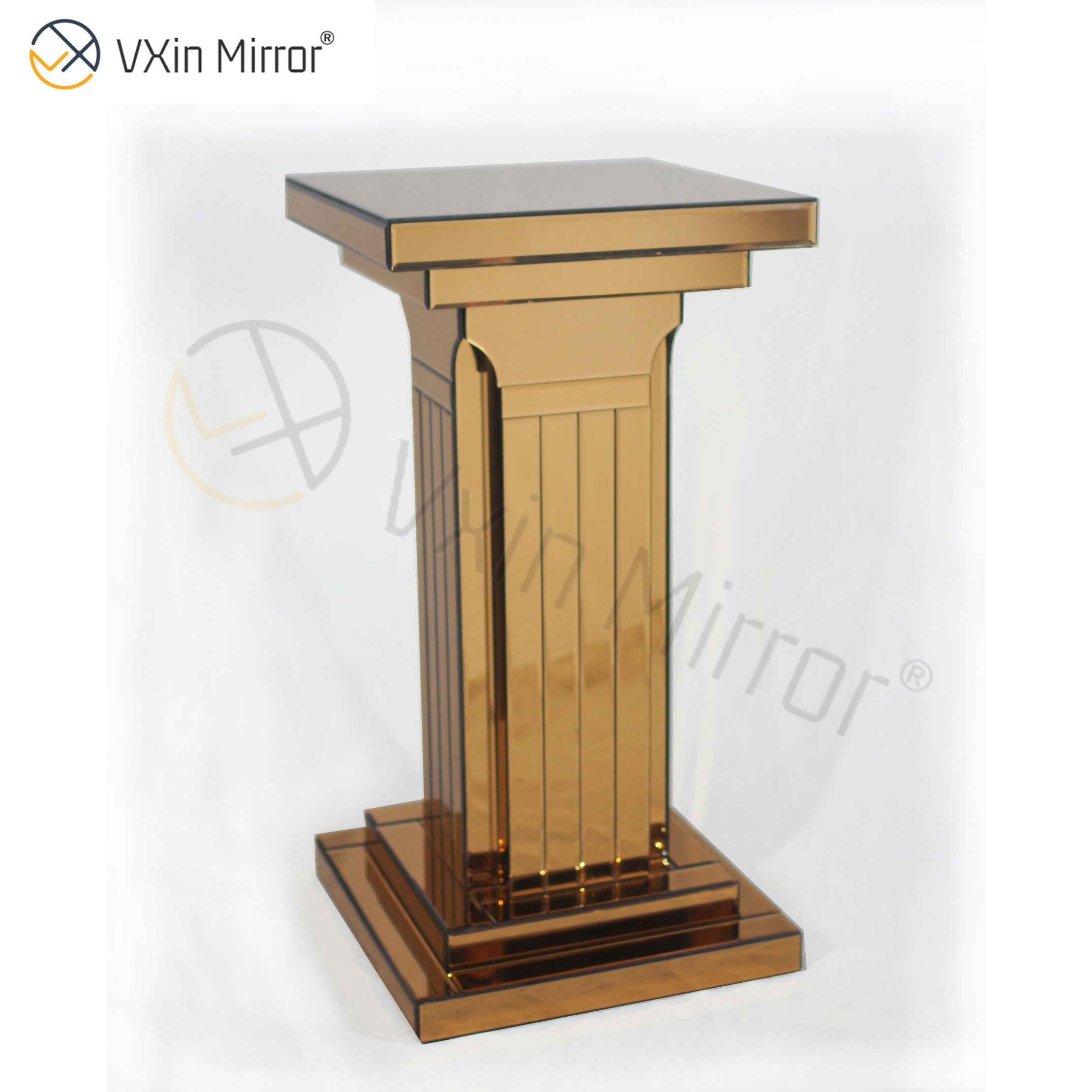 Vxin Mirror WXF-010 Verspiegelter Beistelltisch mit römischer Säule in Braun und Silber