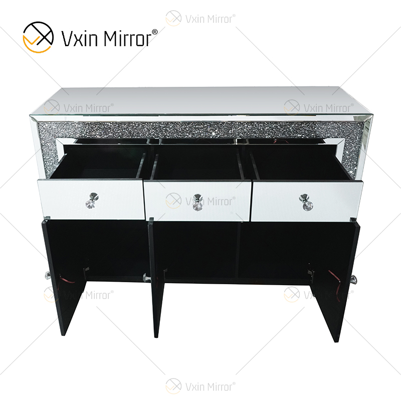 Elegante Wohnkultur WXF-099 Silber verspiegelter Wohnzimmerschrank mit Muti-Schubladen