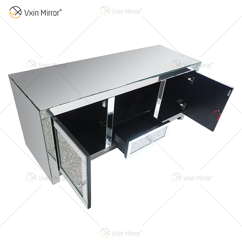 China Supply Moderne europäische WXF-097-1 Crush Diamond Silver Crystal TV-Ständermöbel