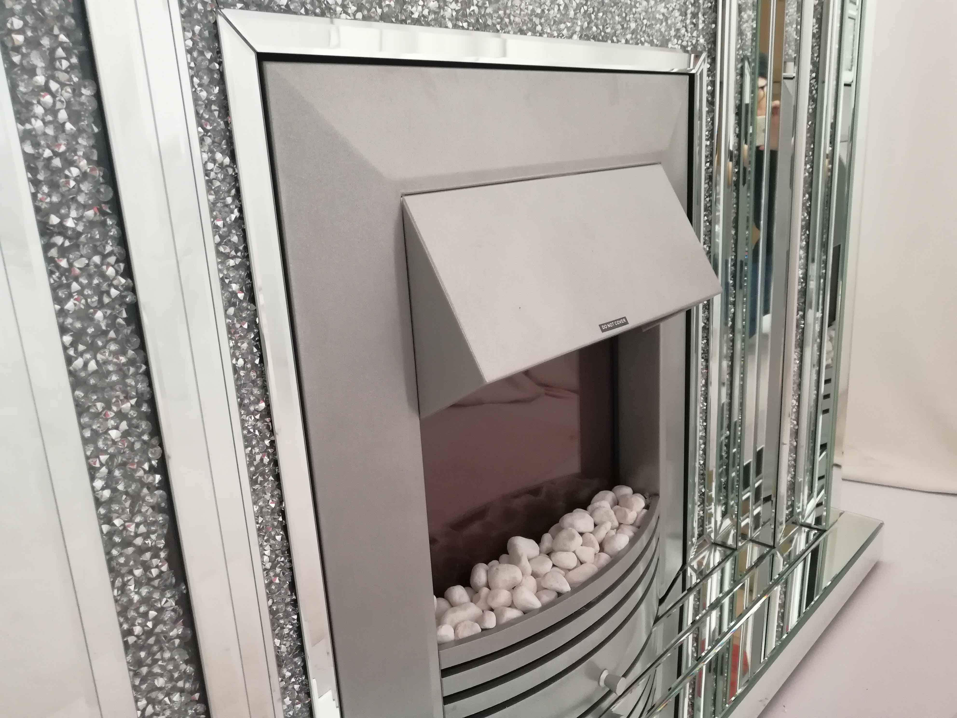 Modern Home Decor Wohnzimmer Spiegel Kamin Sparkle Diamond Crush Spiegelmöbel Elektrokamin WXWF-044