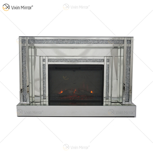 Diamond Luxury Popular Crush Sparkle Crystal Double Band Mirrored WXWF-1109 Kaminumrandung mit elektrischem Spiegelkamin