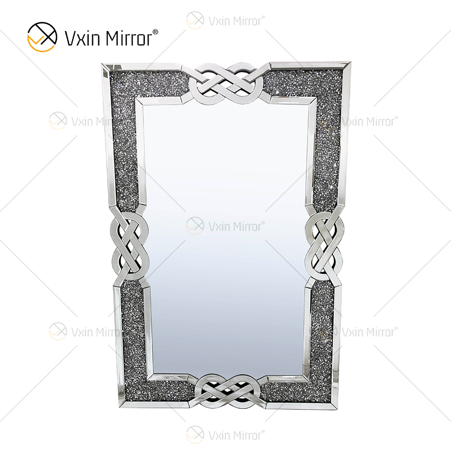 Rechteck VXin WXM-1760 Wanddekor Silber Crushed Diamond Wandbehang Spiegel