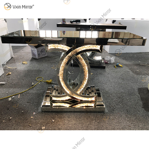 Großhandels-WXF-291 Moderner gespiegelter Luxus-Konsolentisch LED-Silber-Kristalldiamant-Glaskonsolentisch