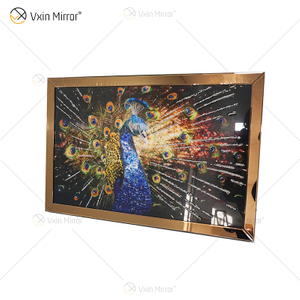 Vxin WXMA-56 Kristall-Porzellan-Gemälde, Kunstharz, Pfau, bedeckter Rahmen, dekorativer Spiegel, Wandkunst