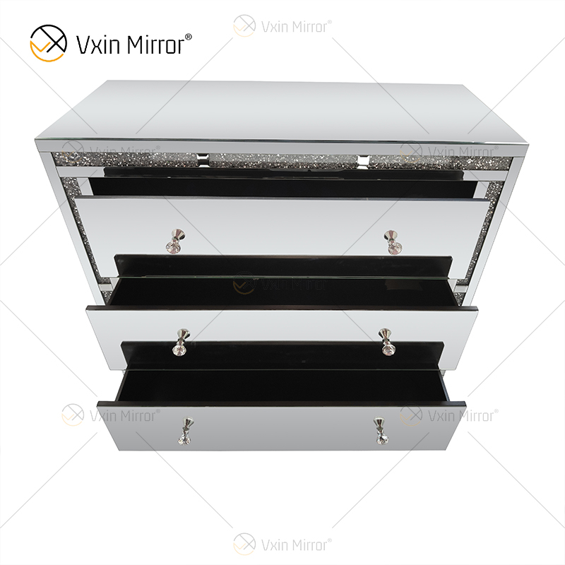 Home Decor WXF-856 Silber Crushed Diamond Mirored Schrank mit Muti-Schubladen
