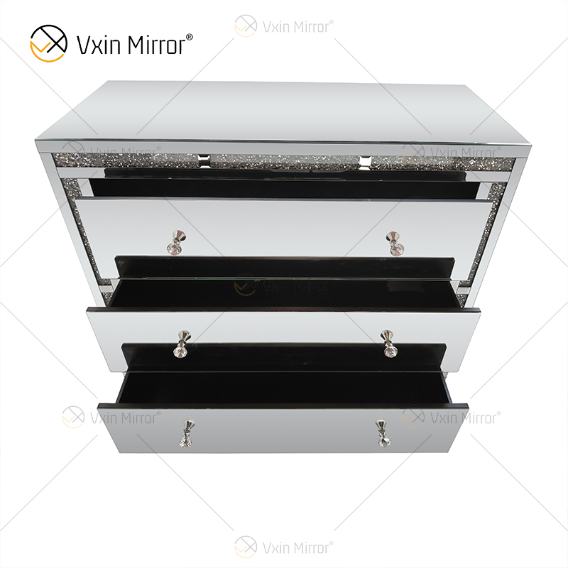 Home Decor WXF-856 Silber Crushed Diamond Mirored Schrank mit Muti-Schubladen