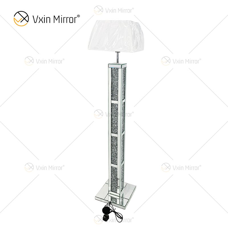 WXFL-032 Wohnzimmer Luxus Silber Modern Crushed Dia Mond Stehlampe Spiegellampe