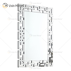 Factory Supply 3D Wandspiegel Aufkleber Design WXM-1516 Silber Fancy Wandspiegel aus Holz