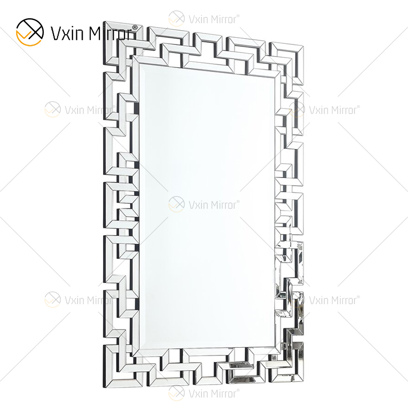 Factory Supply 3D Wandspiegel Aufkleber Design WXM-1516 Silber Fancy Wandspiegel aus Holz