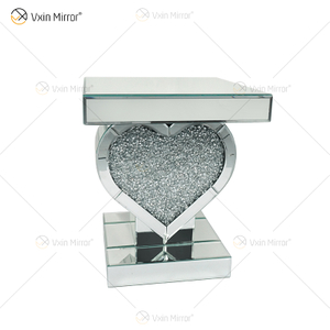 Heart Decor Beistelltisch WXF-508-1 Silber Crushed Diamond verspiegelt Nachttisch Wohnmöbel