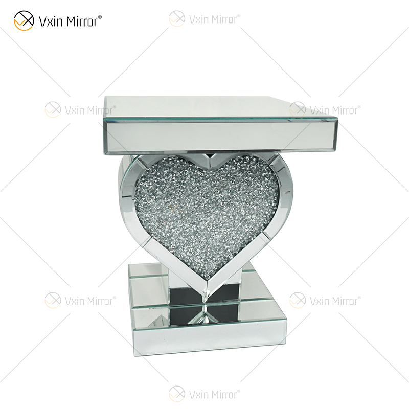 Heart Decor Beistelltisch WXF-508-1 Silber Crushed Diamond verspiegelt Nachttisch Wohnmöbel