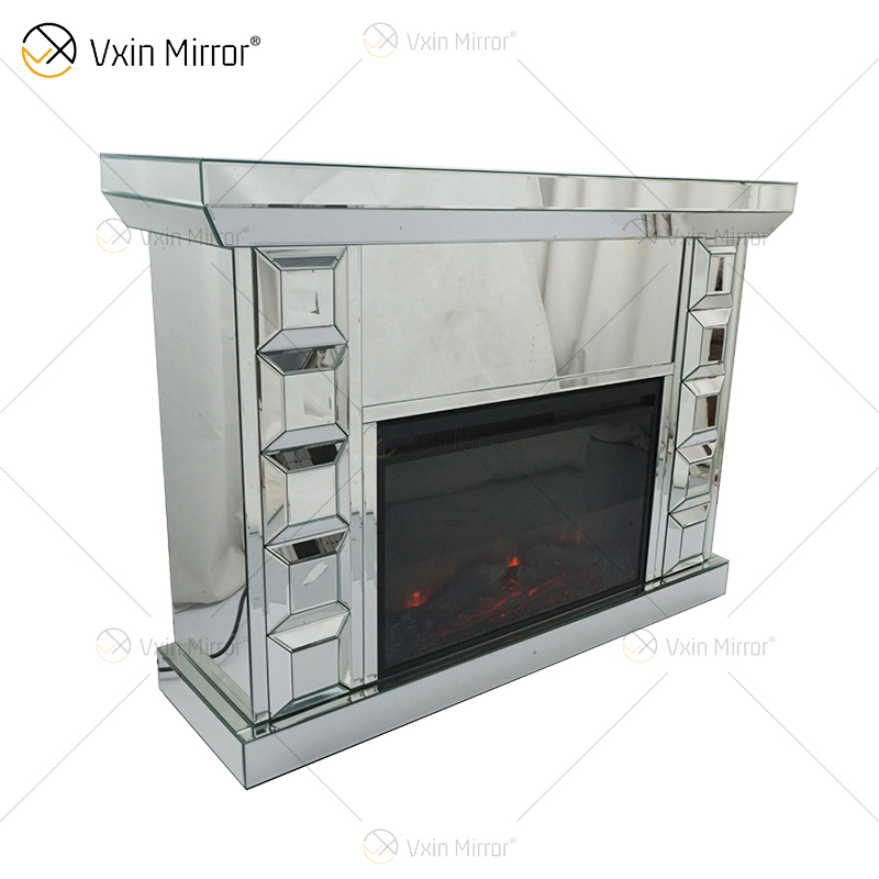WXWF-1107 Freistehender, verspiegelter elektrischer Kamin aus Glas mit Fernbedienung