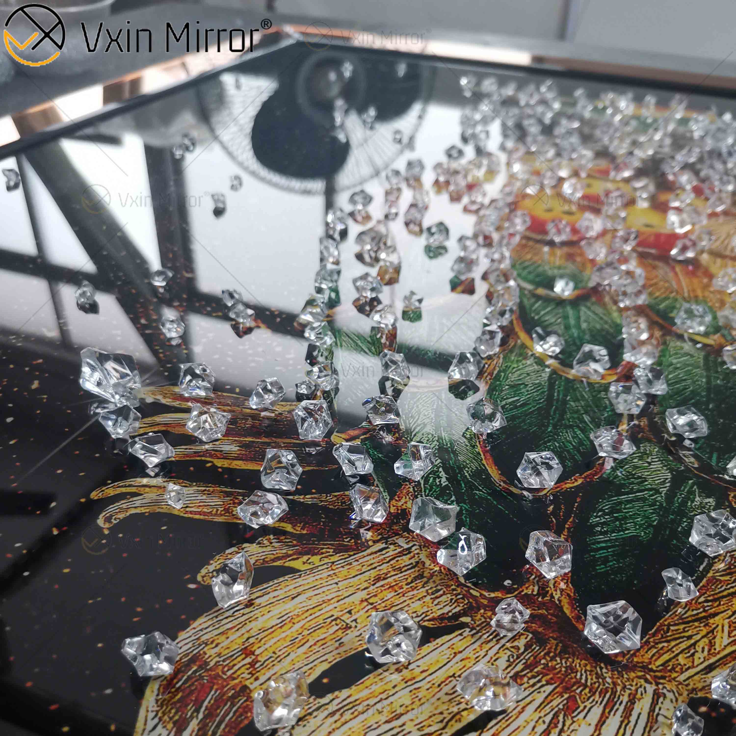 Omal Art Vxin WXMA-55 Home Decor MDF Frame Mirrored Wall Art Kristallporzellanmalerei Spiegelwandkunst