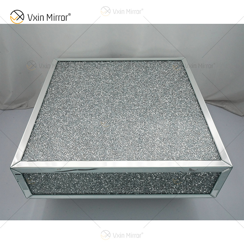 Customized Table WXF-141 Crushed Diamond Homemade Silver Mirror Couchtisch