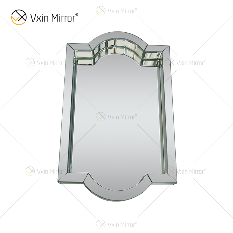 Elegant Decor WXMT-007 Modernes rechteckiges Tablett aus Glas, silbern verspiegelt