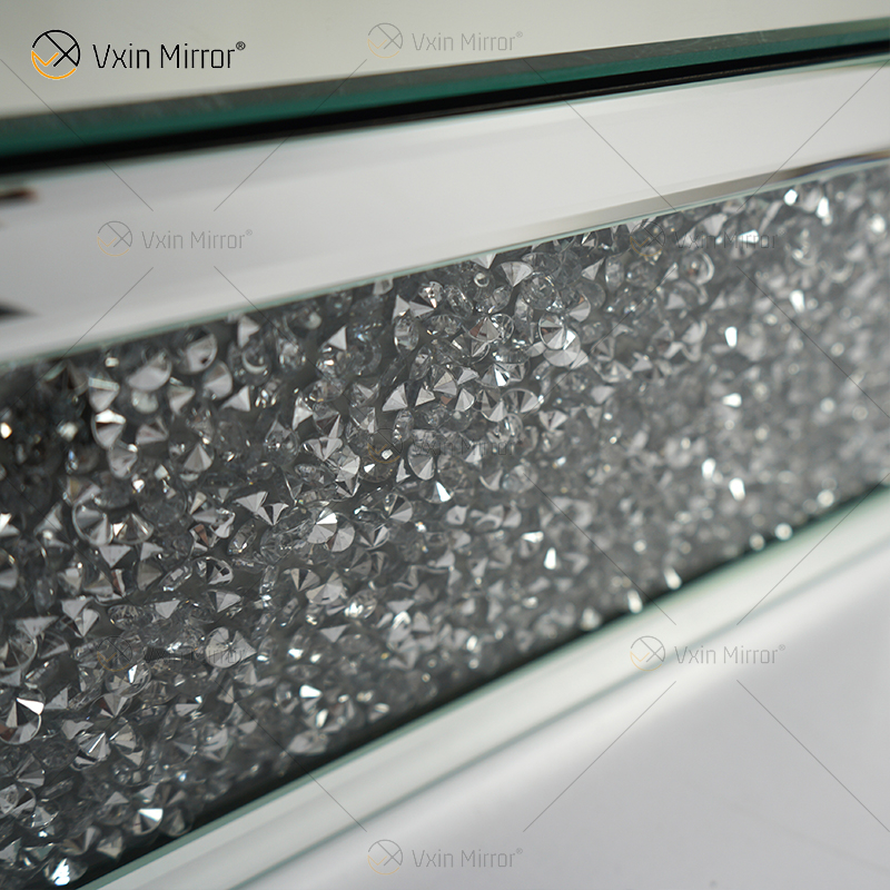 Vxin Factory Supply WXF-153 Silbernes Wanddekor Silbernes Crushed Diamond Spiegel-Rechteck-Wandregal